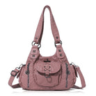 Vegan Leather Shoulder Handbag – Vintage Multi-Pocket Tote Bag