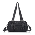 Tie-Dye Multi-Pocket Shoulder Tote Bag with Studded Zipper Details