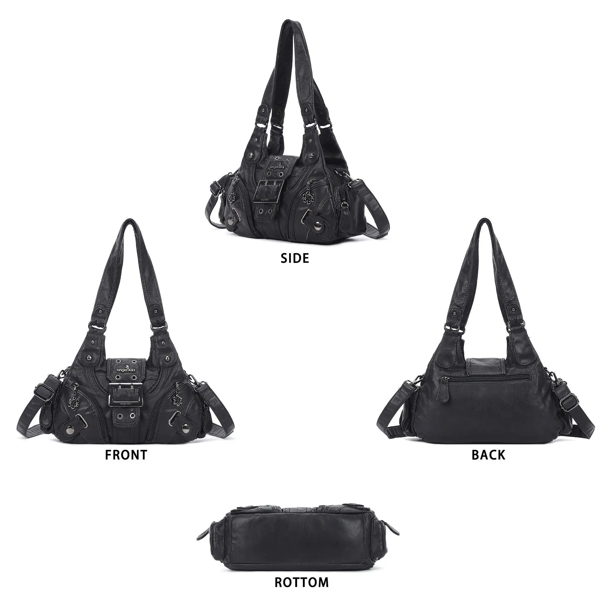 Retro Utility Multi-Pocket Satchel Shoulder-Crossbody Bag