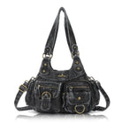 Tie-Dye Pink Multi-Pocket Vegan Leather Shoulder Tote Handbag