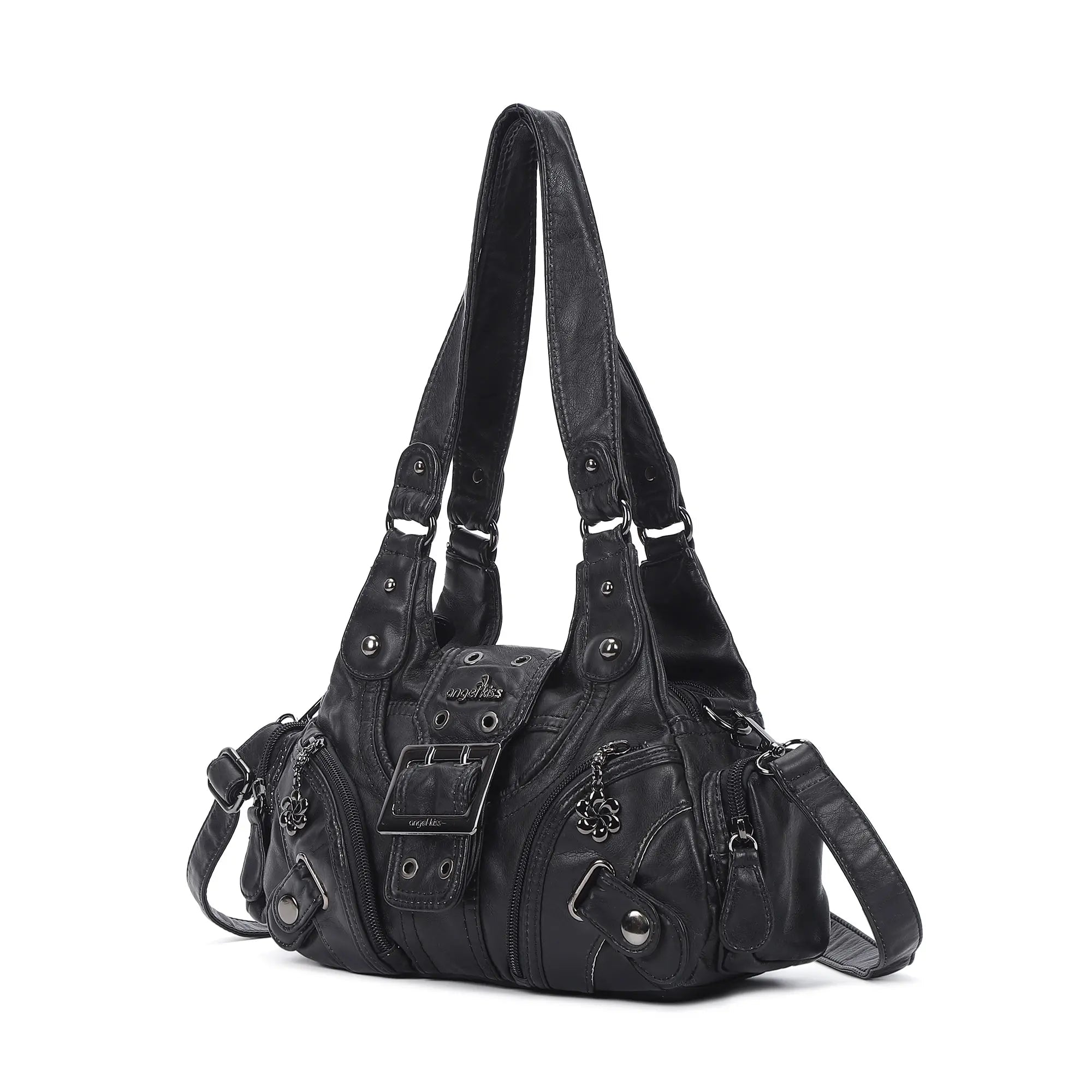 Retro Utility Multi-Pocket Satchel Shoulder-Crossbody Bag