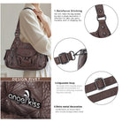 Vegan Leather Shoulder Handbag – Vintage Multi-Pocket Tote Bag