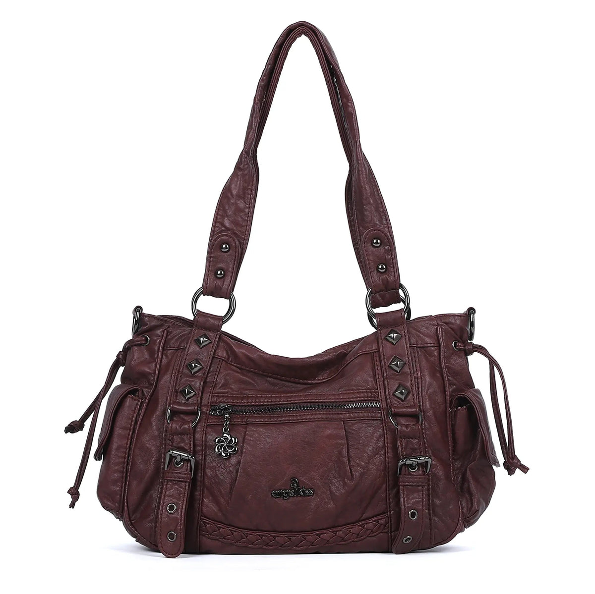 Vintage Studded Vegan Leather Everyday Bag | Custom Hardware