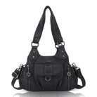 Vegan Leather Shoulder Handbag – Vintage Multi-Pocket Tote Bag