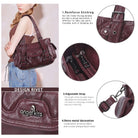 Textured Multi-Pocket Shoulder Bag with Rivet Details