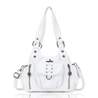 Vegan Leather Shoulder Handbag – Vintage Multi-Pocket Tote Bag