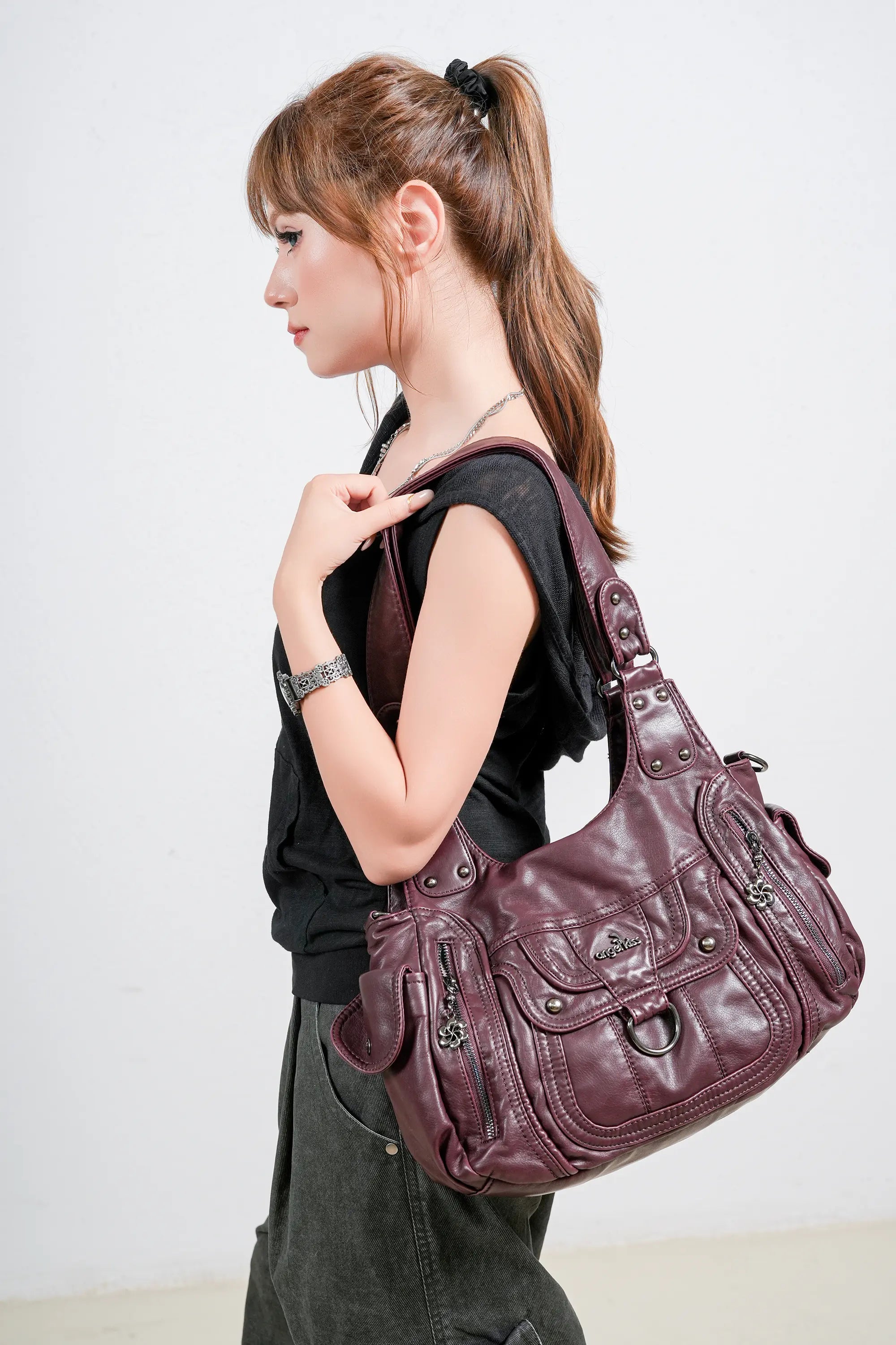 Vintage Slouchy Moto Shoulder Purse