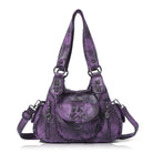 Vegan Leather Shoulder Handbag – Vintage Multi-Pocket Tote Bag