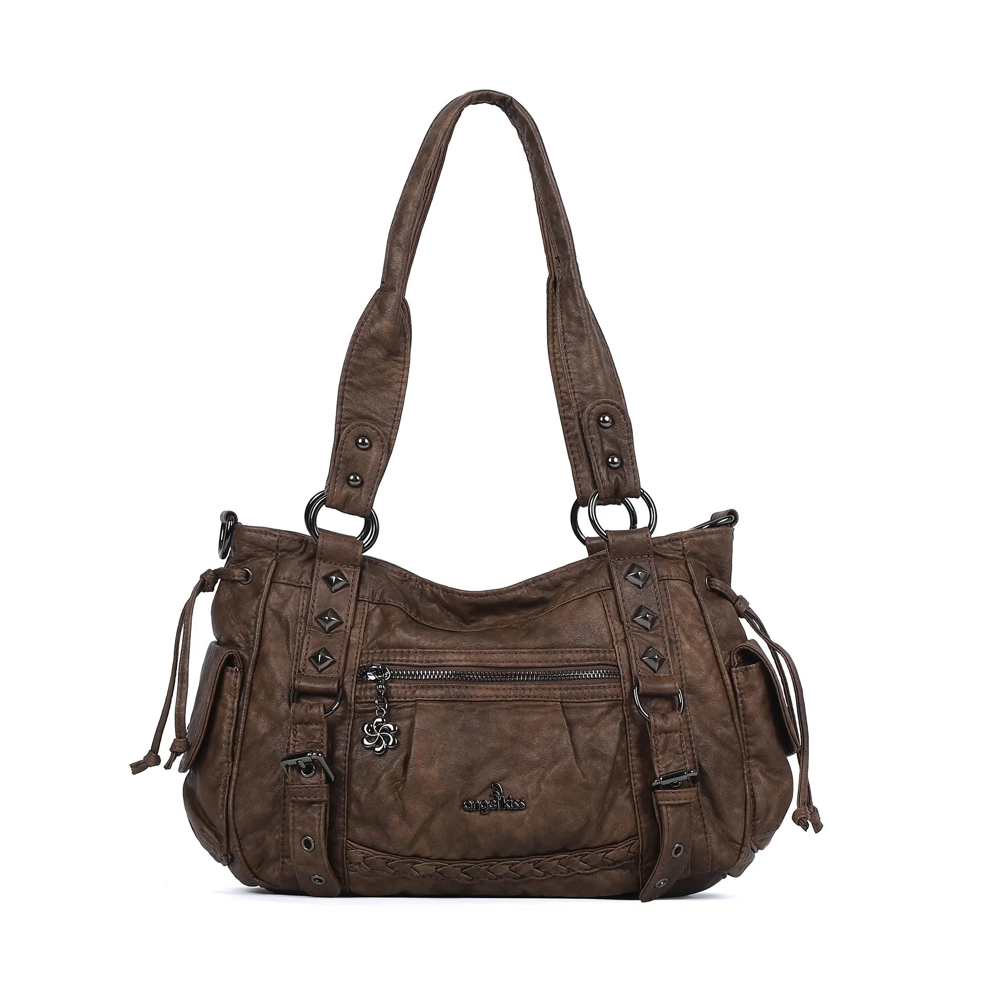 Vintage Studded Vegan Leather Everyday Bag | Custom Hardware