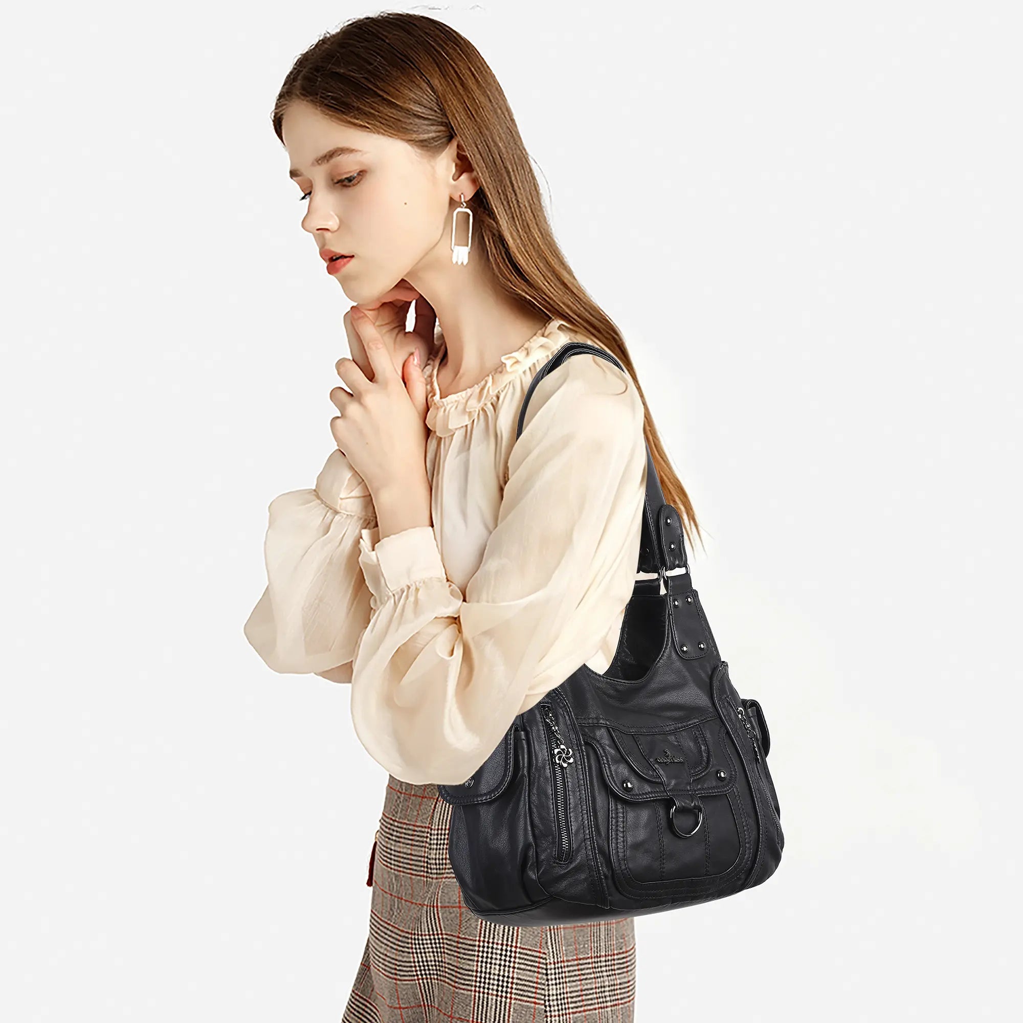 Vintage Slouchy Moto Shoulder Purse