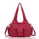 Vintage Bronze PU Leather Handbag – Multi-Pocket Shoulder Tote & Crossbody Bag