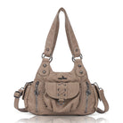 Vegan Leather Shoulder Handbag – Vintage Multi-Pocket Tote Bag