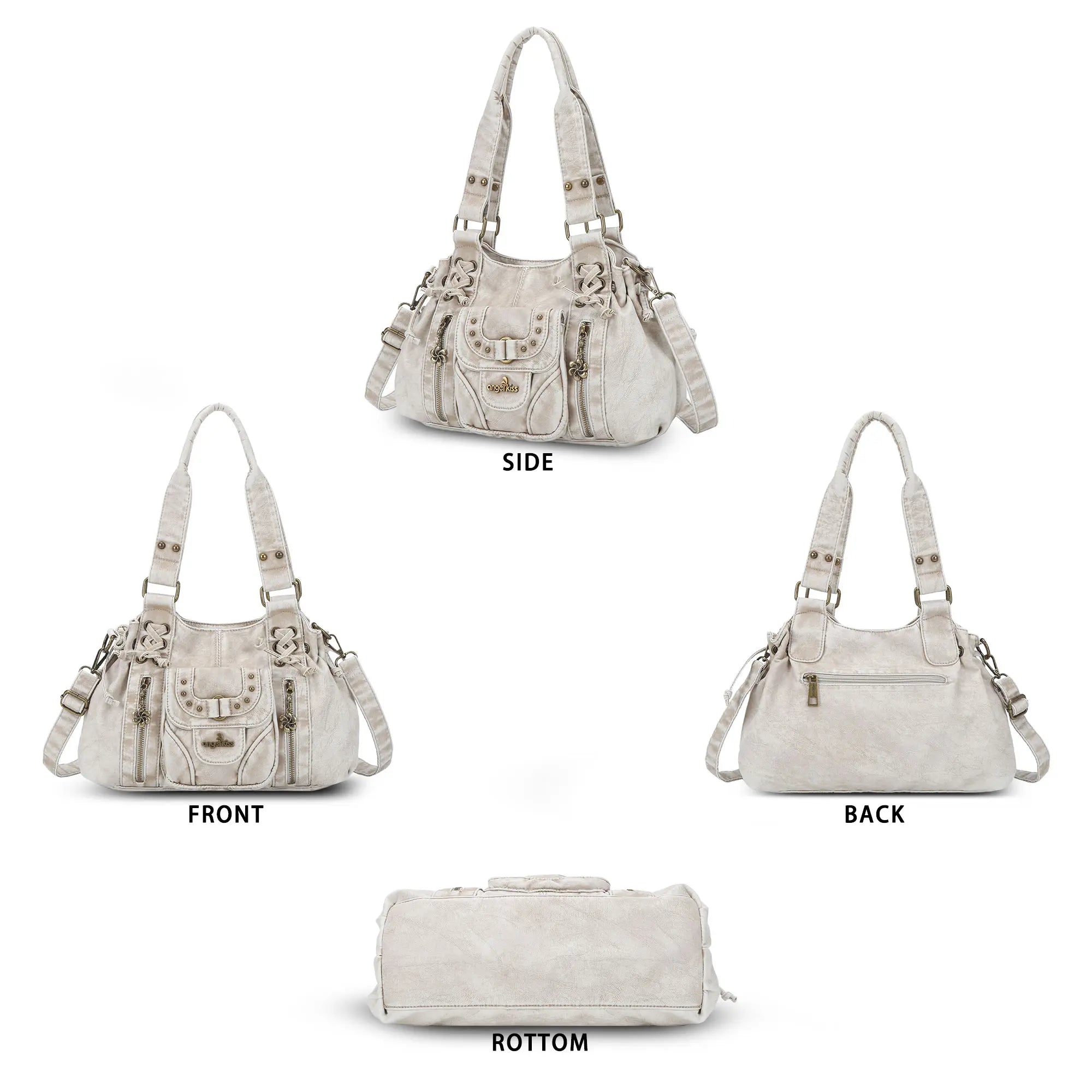 Vintage Multi-Pocket Satchel & Crossbody Bag